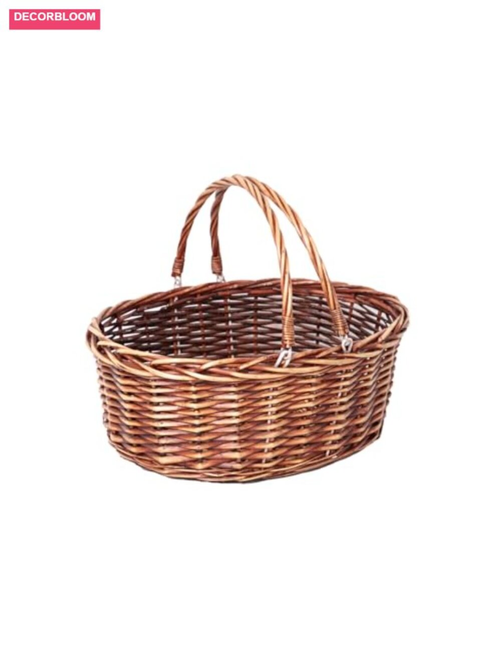 Wicker Picnic Basket Folding Handles Hand Woven Storage Garden Harvest Large